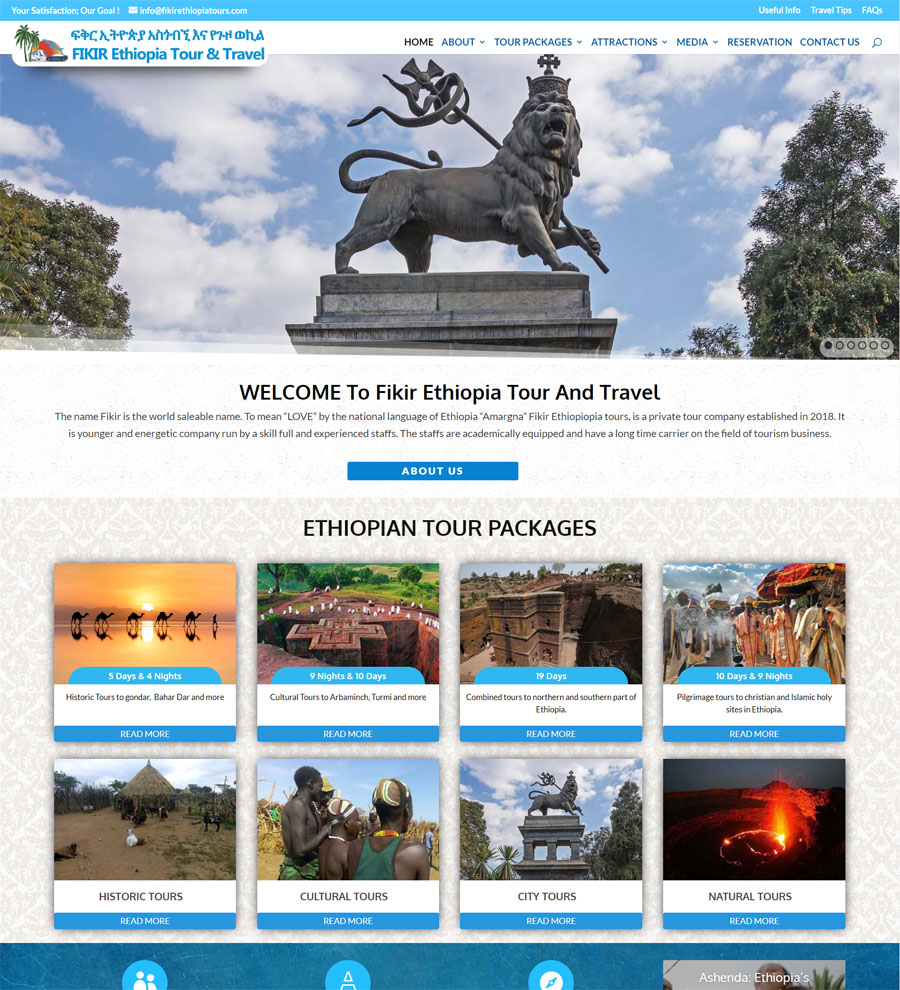 Fikir Ethiopia Tours - Website Design Development for Tour Operators ...